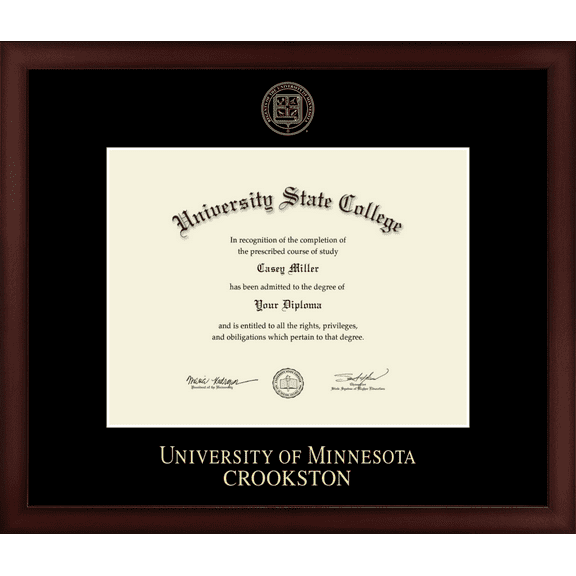 University of Minnesota Crookston Diploma Frame, Document Size 11" x 8.5"