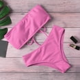 thumbnail image 3 of Bikini Sets for Women, Audhol Women's Strapless Bikini Soft Solid Color High Cut Bandeau Swimsuit Bathing Suits Womens Bikini Pink S, 3 of 4