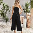 thumbnail image 2 of Vedolay Womens One-shoulder Jumpsuits Sleeveless Straight Leg Jumpsuit With Belt,Black L, 2 of 5