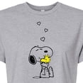 thumbnail image 3 of Peanuts - Snoopy and Woodstock Hearts - Juniors Cropped Graphic T-Shirt, 3 of 6