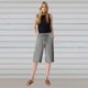 thumbnail image 5 of Pantalones de la Cintura Elástica de las Mujeres Medio Pantalones Cortos Botones de la Cintura Elástica de Verano Lino Bolsillos Pantalones, Lino de Algodón, 5 of 7