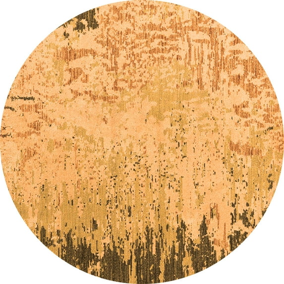 Ahgly Company Indoor Round Abstract Orange Modern Area Rugs, 5' Round