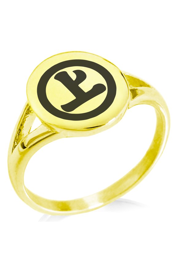Stainless Steel Murakami Samurai Crest Minimalist Oval Top Polished Statement Signet Ring