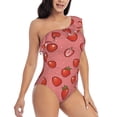 thumbnail image 3 of Goofa Red Strawberry Pattern Women's One Piece Swimsuits Tummy Control Bathing Suits Asymmetric One Shoulder Swimwear-X-Large, 3 of 6