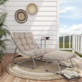 thumbnail image 7 of Lounge Chair, Outdoor/ Indoor Lounger, Weatherproof Relaxing Deck Chair with FootStool, Soft Cushion, for Garden, Patio, Load Capacity 350lbs, Beige, 7 of 7
