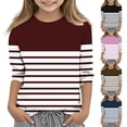 thumbnail image 1 of Jinhomg Blouse Décontractée à Rayures pour Filles, Tunique Ample Confortable Manches 3/4 Col Rond Chemises Légères Printemps Été Pulls Flash 90 Rabais Liquidation Bleu 9 Ans, 1 of 5