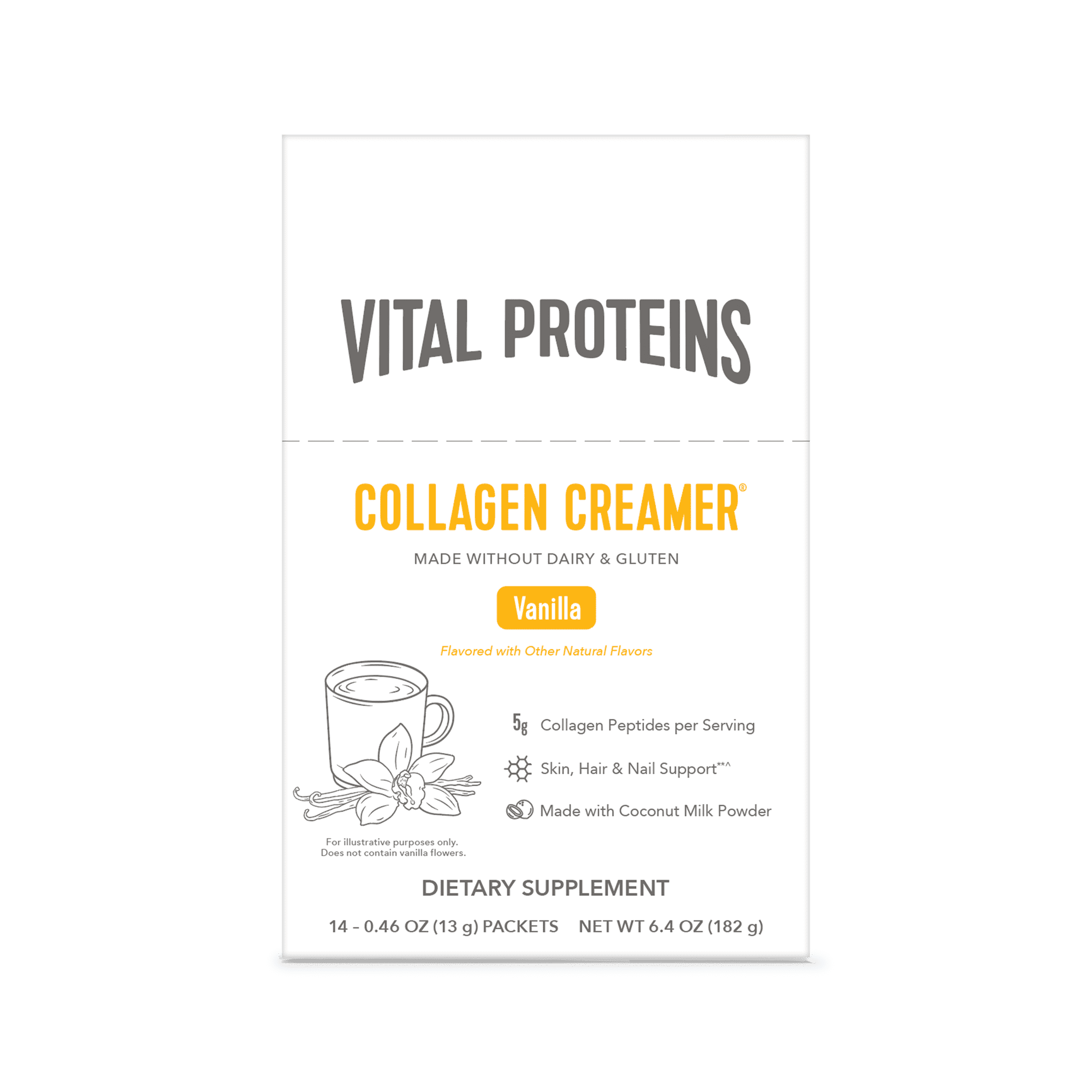 Vital Proteins Collagen Creamer Single Serve Stick Pack, 5g Collagen for Skin, Nail & Joint Support, Vanilla, 14 Count