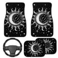 thumbnail image 2 of Pzuqiu Car Floor Mats with Car Steering Wheel Cover for Women All Weather Anti Slip Driver Seat, Sun Moon Print Passenger Seat and Rear Floor Mats Easy Installation for Additional Protection, 2 of 6