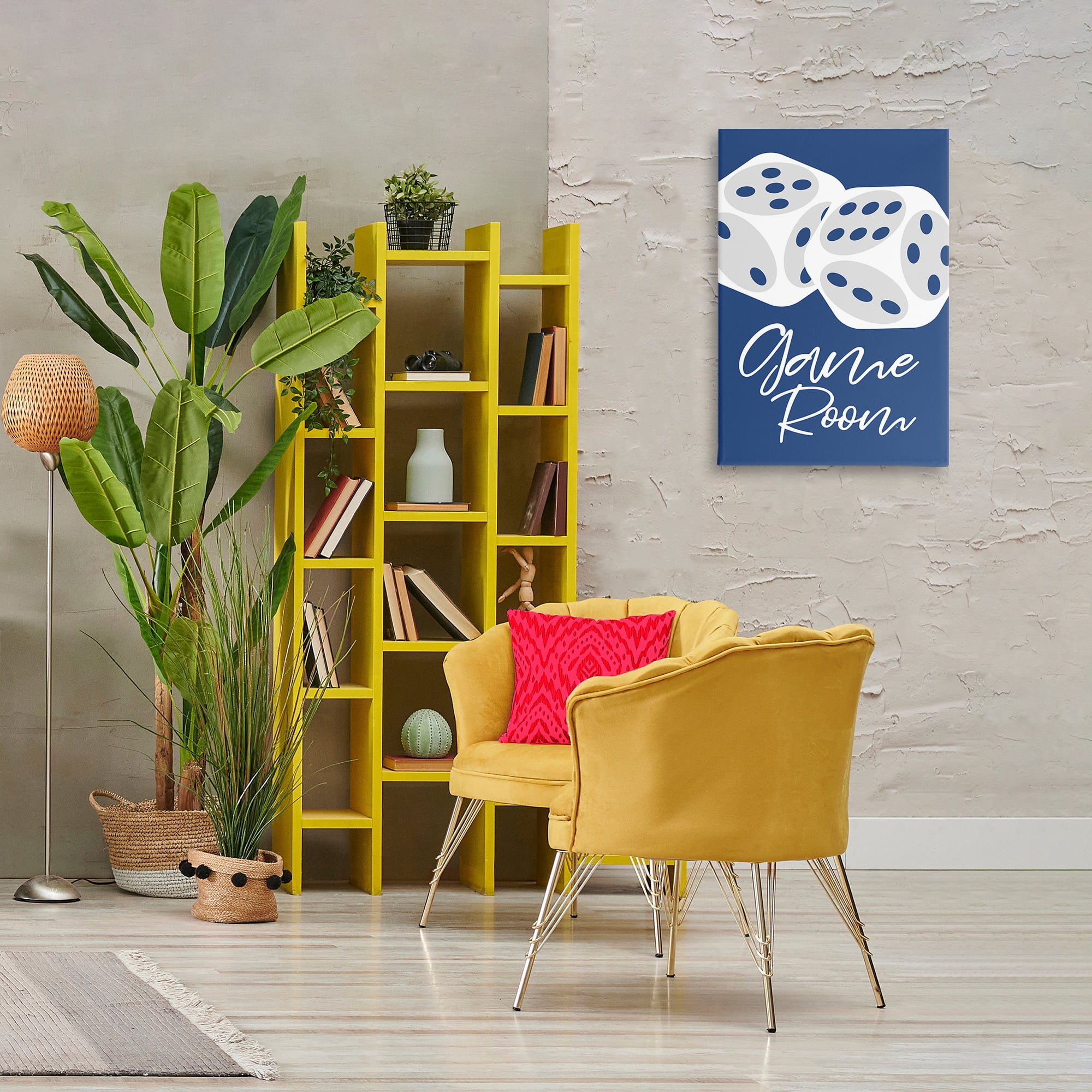 Stupell Industries Game Room with Dice Entertainment Painting Wrapped Canvas Art Print Wall Art, 20 x 30