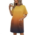 thumbnail image 2 of AnuYalue Dress for Women Gradient Color Crewneck Short Sleeve Dresses Casual Comfortable House Dress with Pocket, 2 of 7
