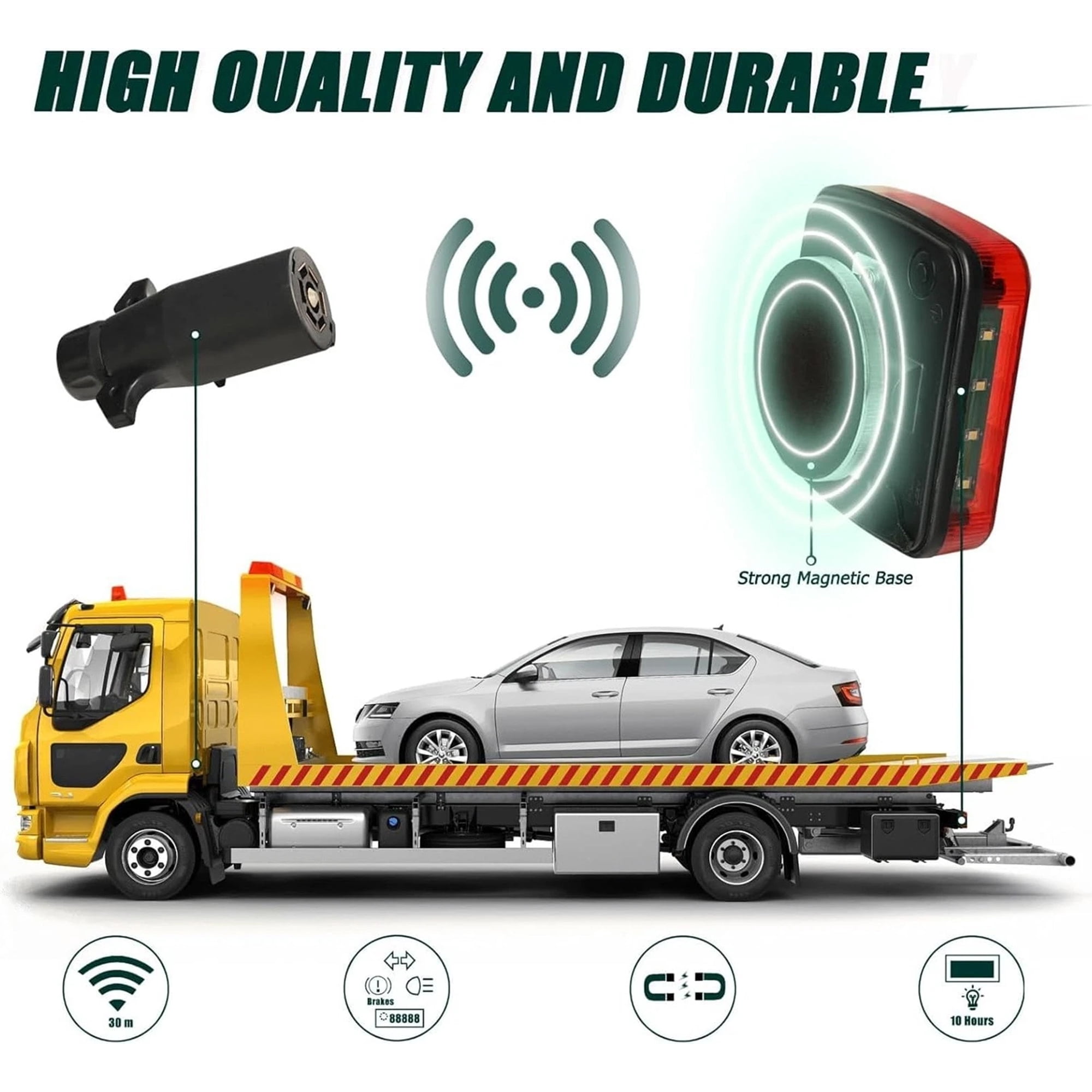 Magnetic Wireless Tail Lights Kit for Trailer, Led Trailer Rear Lights for Truck, Flatbed, Camion, Semi, Rv, 12v Tow Taillights with Turn Signals, Brake Signals, IP67 Waterproof