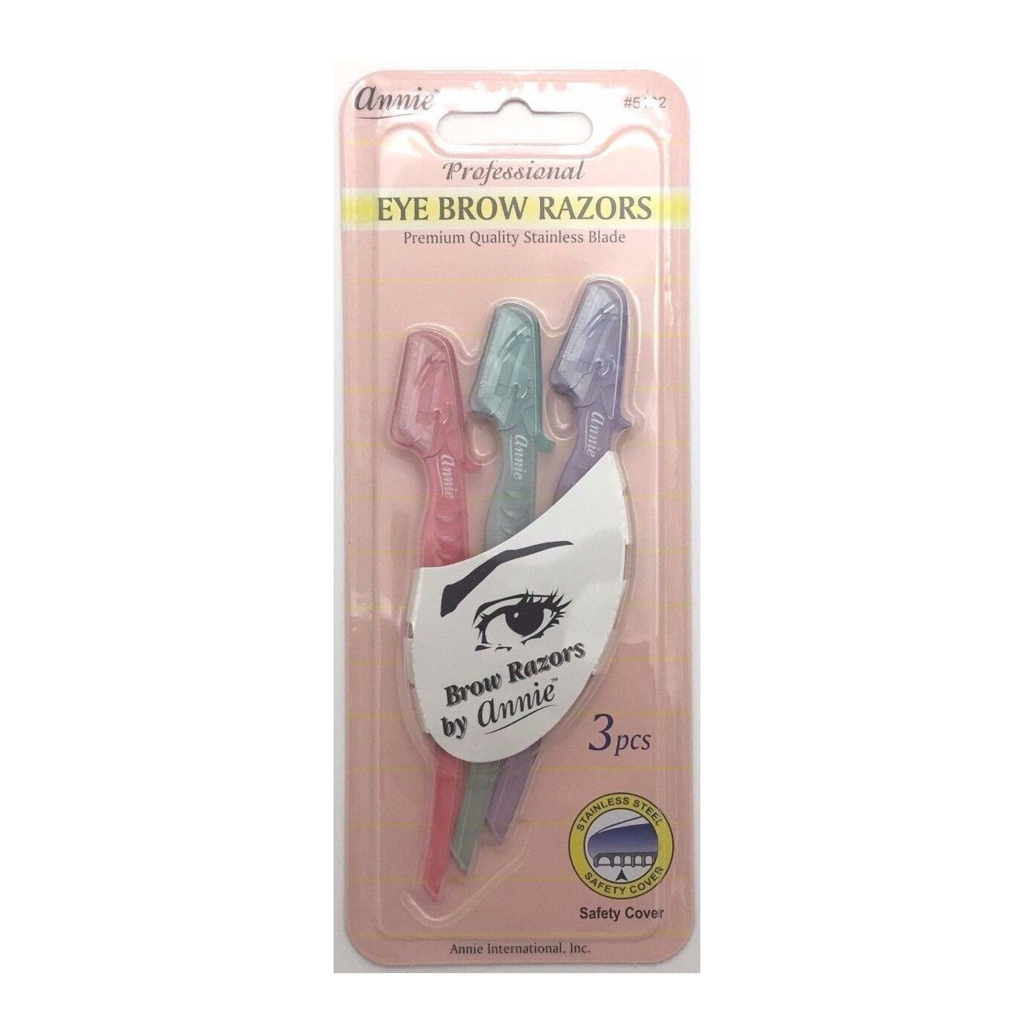 Annie Eyebrow Razor Set 3ct Asst Color, Pack of 1, 24 Packs