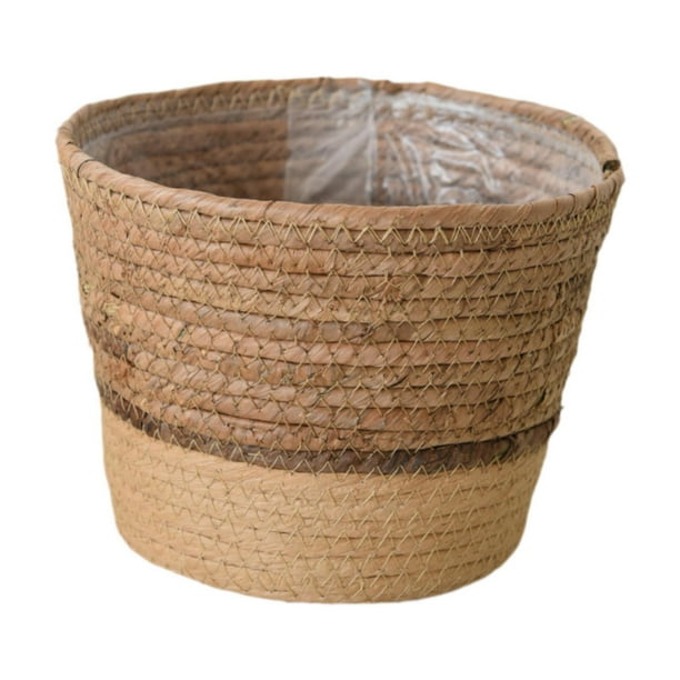 Cesta de plantador tejido Cesta de almacenamiento decorativo Cesta redonda Caneta de plantas de planta Contenedor de planta para el césped del porche L