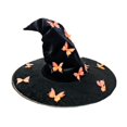 thumbnail image 2 of Sombrero de bruja de Halloween, accesorio decorativo clásico para disfraces de club y juegos de rol. Mariposa naranja, 2 of 8
