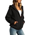 thumbnail image 3 of ZHYou Zip Up Hoodies for Women Casual Multi Panel Seam Drop Shoulder Loose Drawstring Hooded Sweatshirts with Pockets,Black,Size L, 3 of 8