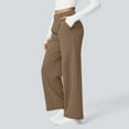 thumbnail image 4 of WULMLEO Womens Wide Leg Work Pants High Waist Pull On Dress Pants Elastic Waistband Casual Slacks with Thick Fabric Camel M, 4 of 5