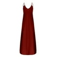 thumbnail image 3 of Ersazi Maxi Dress On Clearance Fashion Women Sexy Plus Size Sleeveless Pockets Camisole Long Dress Beach Dress Wine 4Xl, 3 of 5