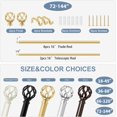 thumbnail image 5 of Gold Decorative Farmhouse Curtain Rods:72-144" Adjustable Heavy Duty Single Window Curtain Rod for Bedroom Living Room,Brass Gold Boho Rustic Drapery Rods with Vintage Twist Finial Easy Install, 5 of 8