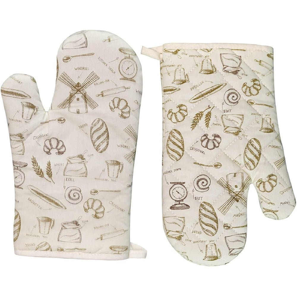 Oven Mitts Quilted Cotton 2 Pack Heat Resistant Ov Gloves for Kitchen