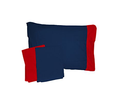 Navy/Red Baby Doll Bedding Solid Two Tone Toddler/Crib Sheet and Pillow Sham Set