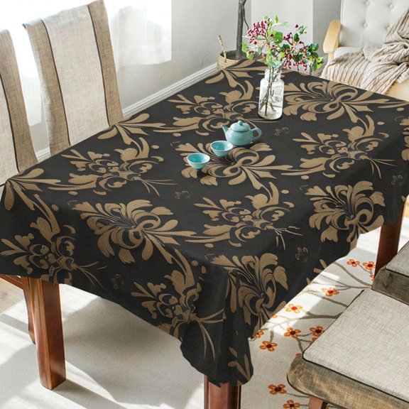 BZSMCE Square Tablecloth Black and Gold Pattern Pattern Tableclothes