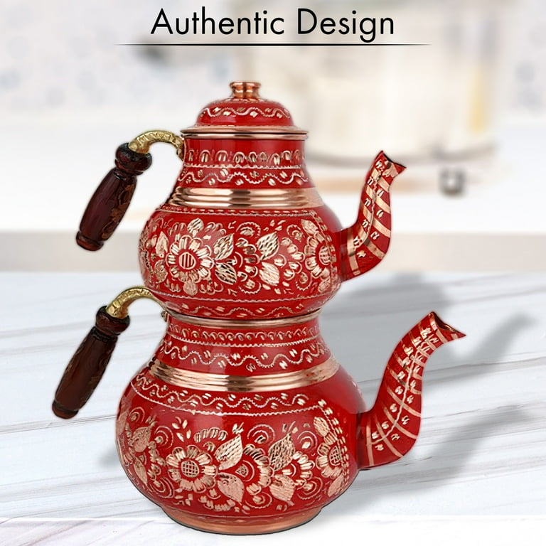 Handmade Copper Turkish Tea Pots, Thickest Copper Double, 43 OFF