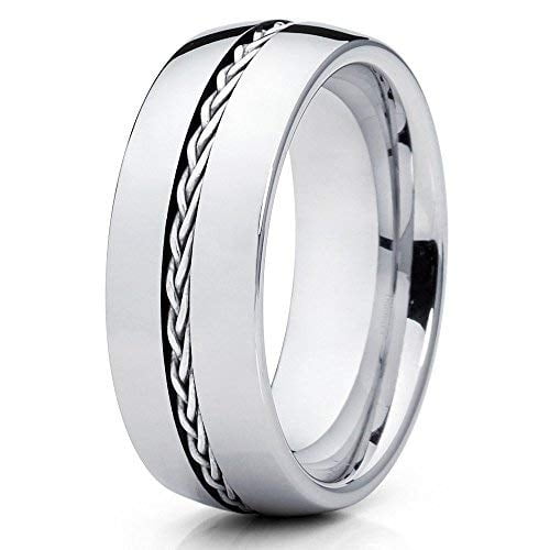 Silly Kings Jewelry Tungsten Wedding Band 8mm Braid Tungsten Ring Tungsten Carbide Ring Men's Tungsten Band (6)