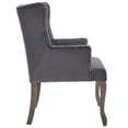 thumbnail image 3 of Industrial Country Cottage Farm Beach House Dining Kitchen Room Vintage Style Side Chair Armchair, Velvet Fabric Wood, Grey Gray, 3 of 6