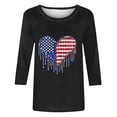 thumbnail image 5 of lcziwo Celebration Shirt for Women Plus Size Cotton Comfortable American Flag 3/4 Sleeve Shirts Memorial Print Summer Basic Round Neck Tee Black XXXXXL, 5 of 5