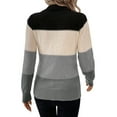 thumbnail image 3 of Women'S Color Block Sweaters Long Sleeve Mock Neck Tops Loose Knitted Pullover Sweater Grey S, 3 of 7