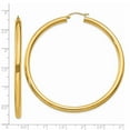 thumbnail image 2 of 14k Yellow Gold Hollow Polished 4mm Lightweight Round Hoop Earrings 65mm long 4mm Thick Hoop Earring for Women, 2 of 2