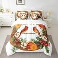 thumbnail image 2 of Manfei Xmas Cardinal Bird 7pcs Bedding Comforter Set,Fruit Orange Queen Bedding Sets,Red Christmas Berry Queen Sheet Sets For Girl Teens,Breathable Home Decor Reversible, 2 of 8