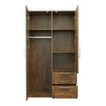 thumbnail image 3 of 70.87" High Wardrobe & Kitchen Cabinet, Freestanding Storage Cabinet with 2 Doors, 3 Adjustable Shelves and 2 Drawers, Modern Wooden Wardrobe Armoire Closet for Bedroom Living Room, Walnut, 3 of 7