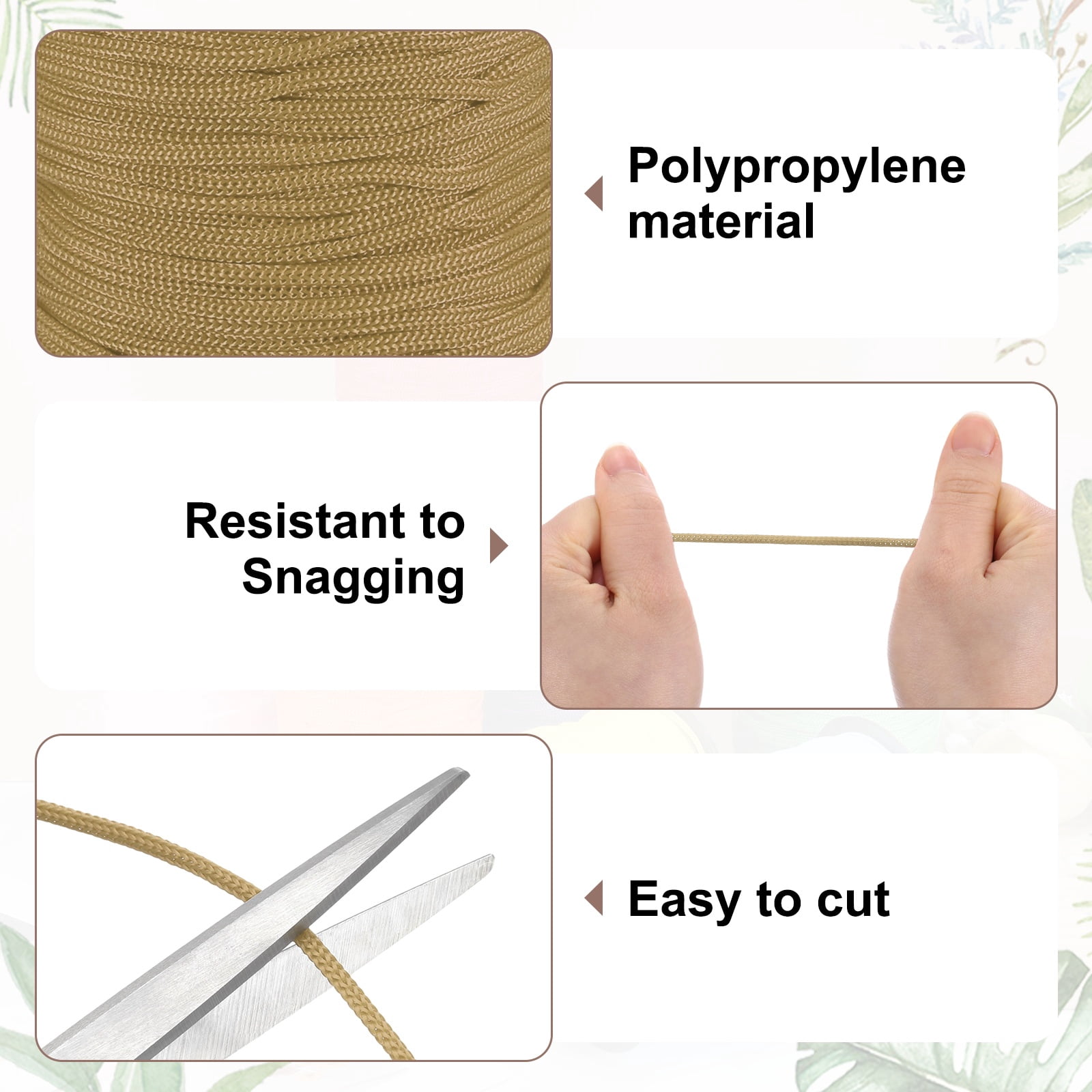Uxcell 2 Pcs Polyester Macrame Cord, 3mm x 131 Yards Polypropylene Crochet Braided Rope Macrame Yarn for Wall Hangings Bag Craft Knitting, Brown