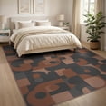 thumbnail image 3 of ODIKA 8'x10' Washable Area Rug Mid Century Shapes Minimalist Border Brushstroke Interlocking Abstract Flowing for King Size Bedroom Under Bed, Master Suite, Non-Shedding, Easy Care, 3 of 7