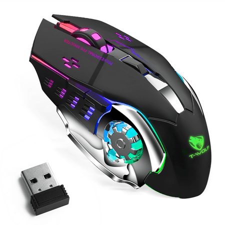 Rechargeable Wireless Bluetooth Mouse Multi-Device (Tri-Mode:BT 5.0/4.0+2.4Ghz) with 3 DPI Options, Ergonomic Optical Portable Silent Mouse for Dell Alienware m15 R5 Laptop Purple Black