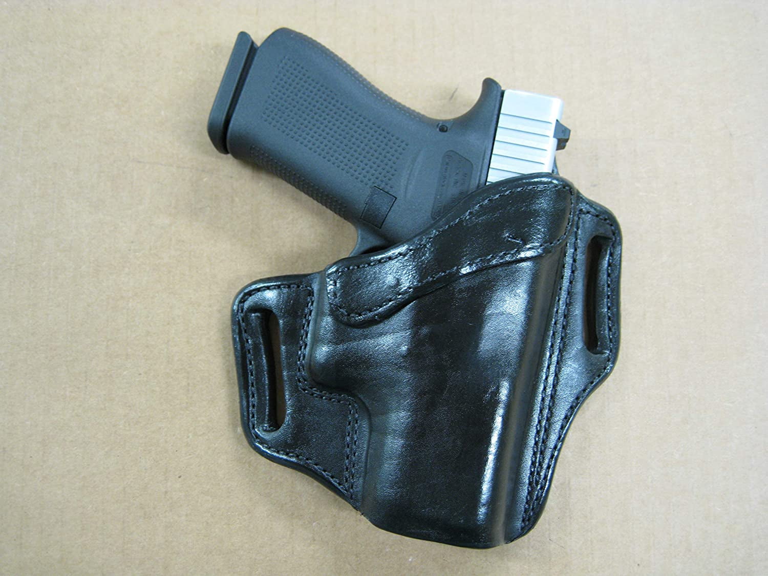 Azula Gun Holsters Azula Two Slot Pancake Holster, Leather, Black, Right Handed