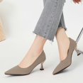 thumbnail image 2 of Xiaoxatg Stylish Women's Fashion Pointed Toe Knit Mesh High Heel Dress Shoes for Daily Casual and 8 Beige, 2 of 6