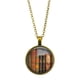 thumbnail image 2 of Collar para mujer, joyería para mujer, joyería vintage para mujer, collar de moda con colgante de biblioteca y libros, collar de hojas., 2 of 3