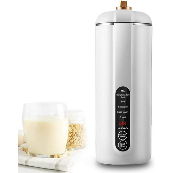 110V Mini Soy Milk Maker Portable  6 in 1 Filter-Free Electric Juicer Machine  Automatic Soybeans Milk Machine with 12H Timer & Self-Cleaning for Kitchen  White