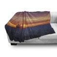 thumbnail image 3 of Nautical Soft Flannel Fleece Blanket, Sunrise Horizon on the Sea with Sailing Logistic Cargo Ship Nautical Destination, Cozy Plush for Indoor and Outdoor Use, 70" x 90", Blue Orange, by Ambesonne, 3 of 6