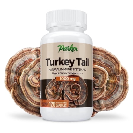 Parker Naturals Turkey Tail Mushroom Supplement 1000mg, for Immune System Health Support, 120 Capsules