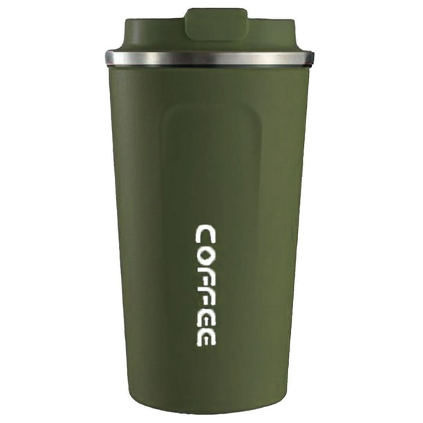 304 Stainless Steel Portable Insulated Coffee Mug with Smart Temperature Display, Simple Style, Pure Color, 2nd Generation, Green, 380ml