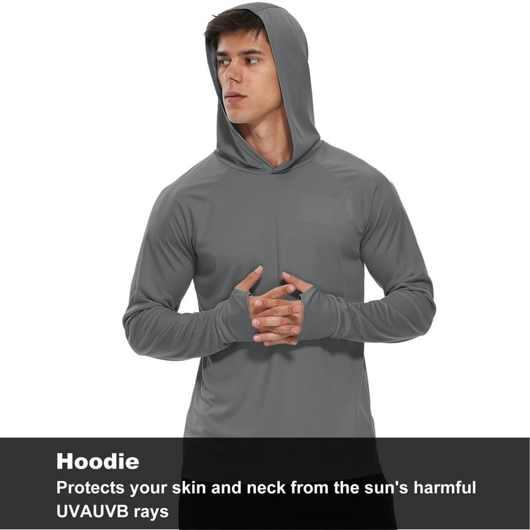 FEDTOSING Men's UPF 50+ Long Sleeve Shirts Sun Protection SPF/UV Fishing  Hoodie T-Shirts Gray 