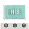 thumbnail image 4 of Jean Pierre "His" 21"x34" Cotton Bath Rug, Aqua, 4 of 8