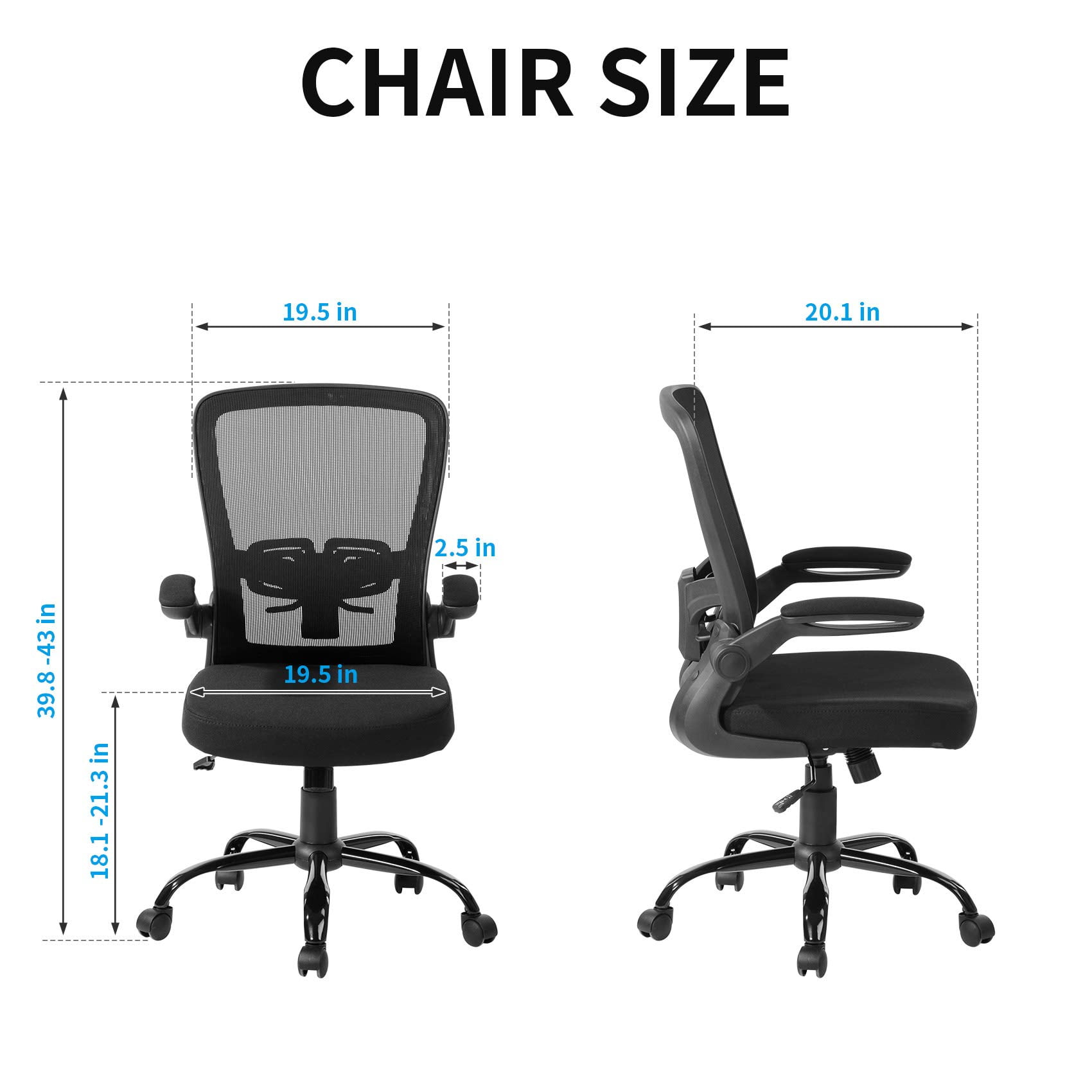 UNICOO® Mid Back Mesh Computer Chair, Office Task Desk Chair, Swivel Home Comfort Chairs with Padded Flip-up Armrests and Adjustable Lumbar Support (RY-N-01-Black)
