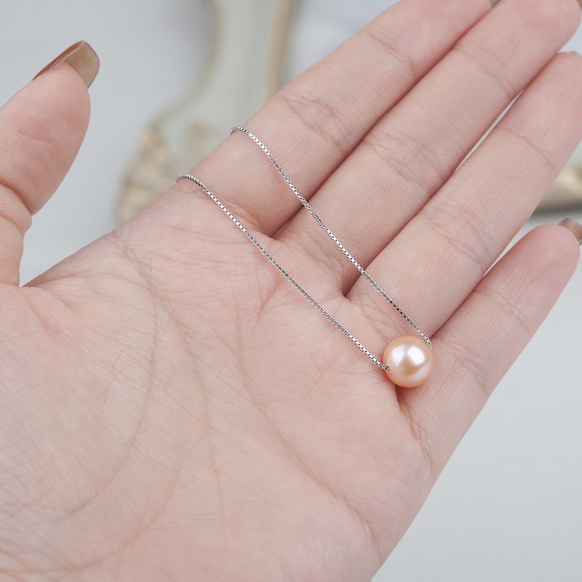 Anavia Bride Gift from Mom to Daughter on Wedding Day, Wedding Day gift for Daughter, Dad for Daughter Bride Gift -[Pink Pearl + Silver Chain]
