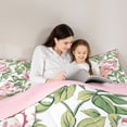 thumbnail image 4 of Erosebridal Chic Pink Flower Bedding Comforter Set for Girls, Green Leaves King Bedding Sets, Pink Reversible, 7 Pieces, 4 of 5