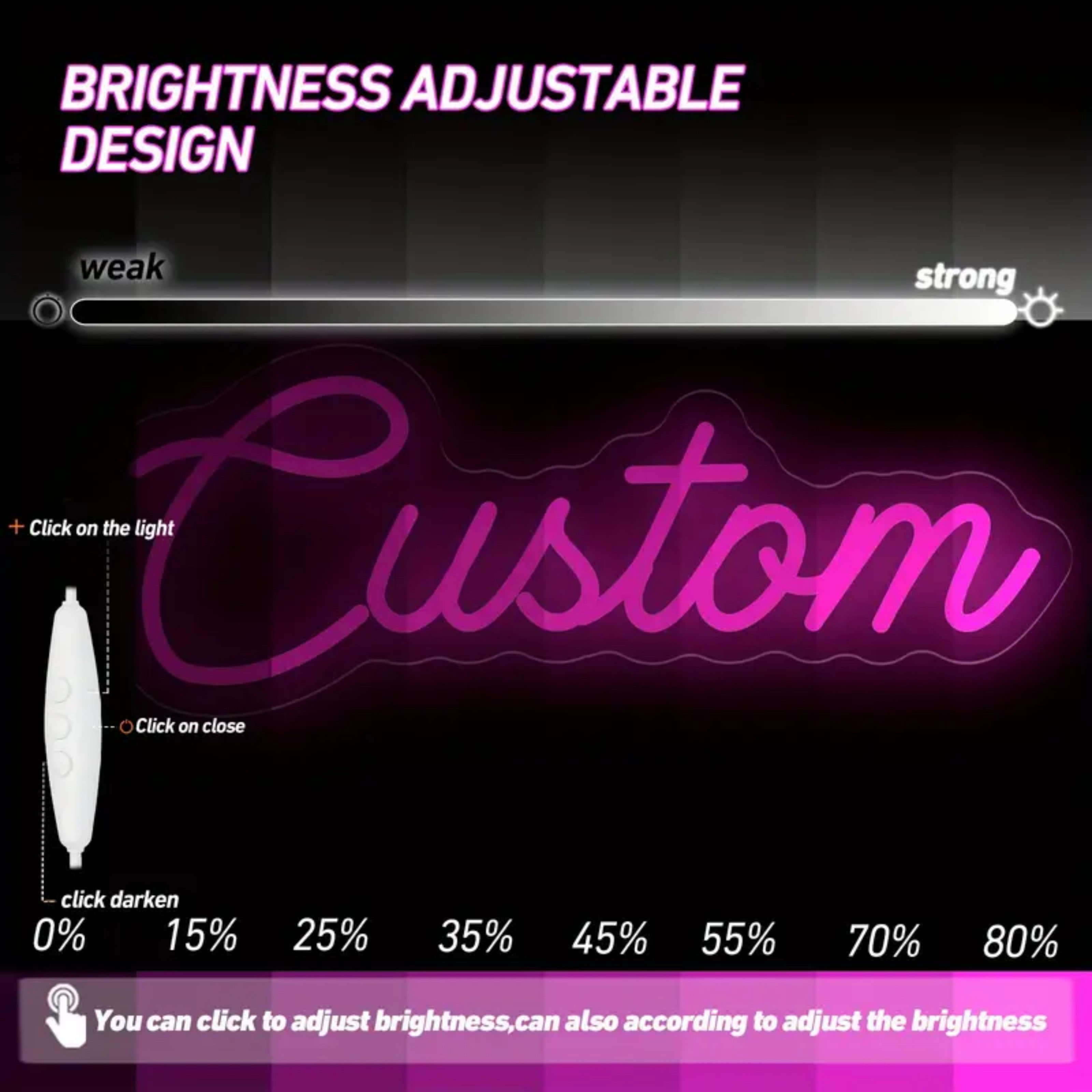 UPONRAY Single Line Custom Neon Signs, Usb Powered with Adjustable Brightness Wall Decor for Gifts, Cool White, 5 inch
