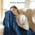 thumbnail image 3 of Cozy Comfort Soft Ribbed Flannel Electric Blanket - Fast Heating with 6 Heat Levels, 4 Time Settings, Auto-Off (50x60 inches, Navy), 3 of 7